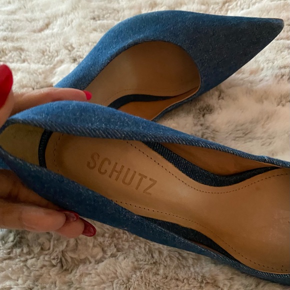 Schutz Blue Denim Heels - Picture 4 of 6